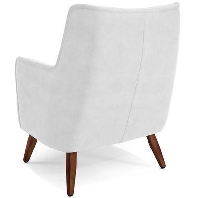 Kit 02 Poltronas Fixa Pés De Madeira Corano Branco C-12