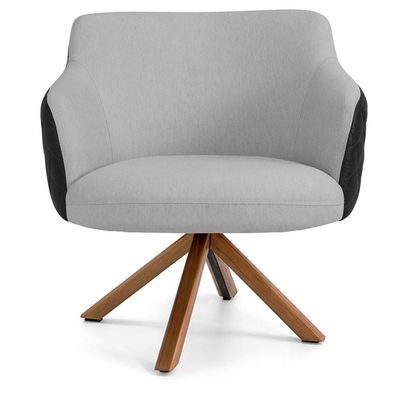 Poltrona Base Giratória Linho Cinza D-315 Corano Preto
