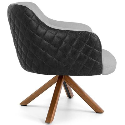 Poltrona Base Giratória Linho Cinza D-315 Corano Preto