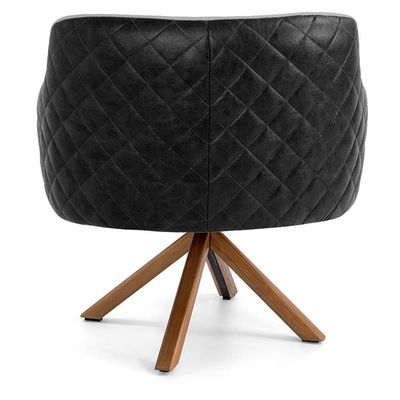 Poltrona Base Giratória Linho Cinza D-315 Corano Preto