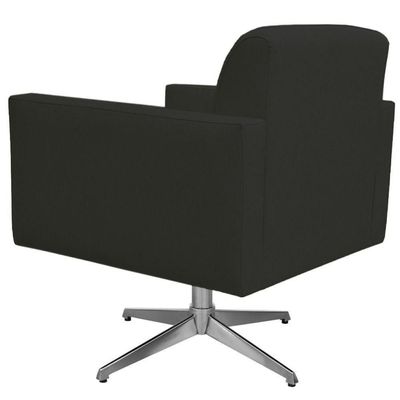 Poltrona Com Base Giratória Para Sala De Estar Suede Preto