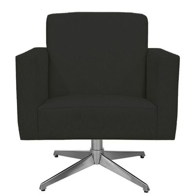 Poltrona Com Base Giratória Para Sala De Estar Suede Preto