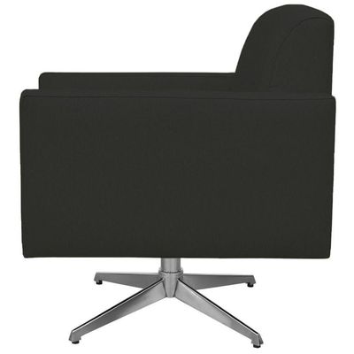 Poltrona Com Base Giratória Para Sala De Estar Suede Preto