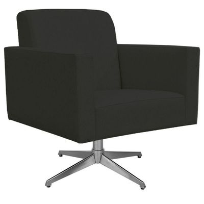 Poltrona Com Base Giratória Para Sala De Estar Suede Preto
