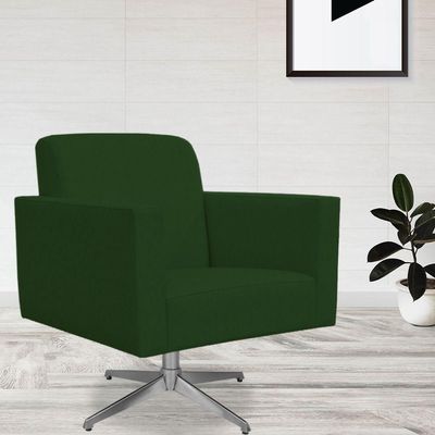 Poltrona Com Base Giratória Suede Verde Musgo