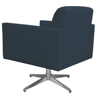 Poltrona Com Base Giratória Suede Azul Marinho
