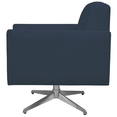 Poltrona Com Base Giratória Suede Azul Marinho