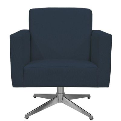 Poltrona Com Base Giratória Suede Azul Marinho