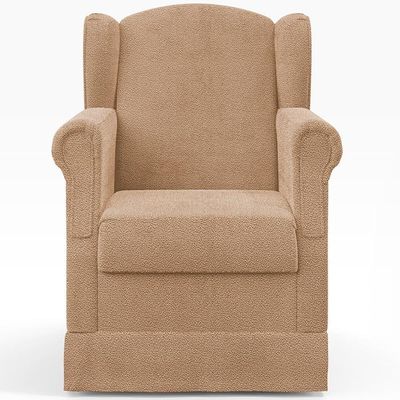 Poltrona De Amamentação Com Balanço E Puff Elisa P02 Bouclê Mostarda - Lyam Decor