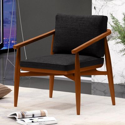 Kit 02 Poltronas Com Cintas De Corano Linho Chumbo