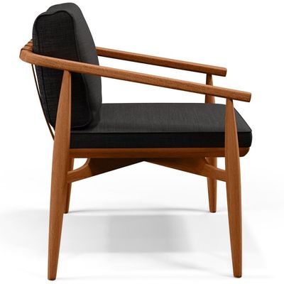 Kit 02 Poltronas Com Cintas De Corano Linho Chumbo
