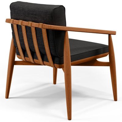 Kit 02 Poltronas Com Cintas De Corano Linho Chumbo
