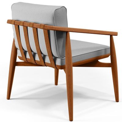 Kit 02 Poltronas Com Cintas De Corano Linho Cinza
