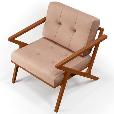 Kit 02 Poltronas Com Cintas De Corano Laís B04 Linho Rosê