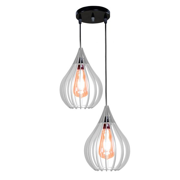 Luminária Teto Lustre pendente balcão cozinha sala duplo Branco