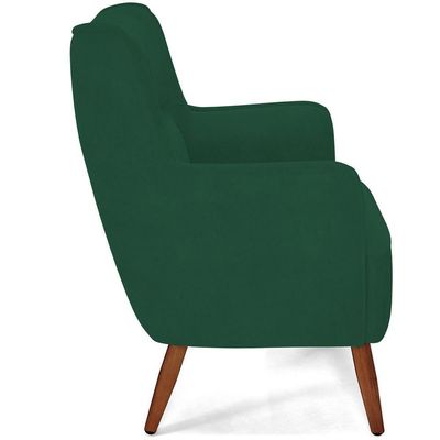 Poltrona Fixa Pés De Madeira Isabella D02 Veludo Verde C-303