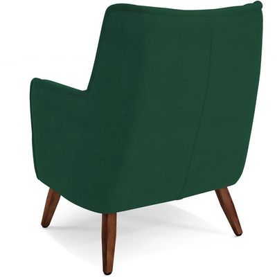 Poltrona Fixa Pés De Madeira Isabella D02 Veludo Verde C-303
