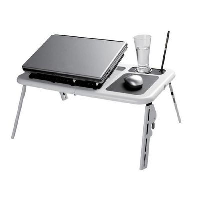 Mesa para Notebook Retrátil com Cooler Duplo e Base com Porta Copos