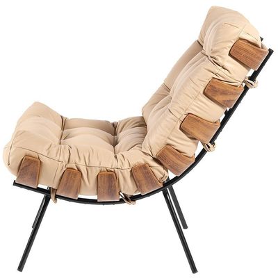 Kit 02 Poltronas Sala De Estar Costela L04 Couro Bege