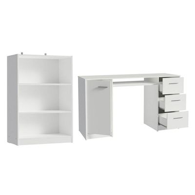 Escrivaninha com Estante Livreiro Branco Alaska Madesa