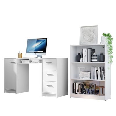 Escrivaninha com Estante Livreiro Branco Alaska Madesa