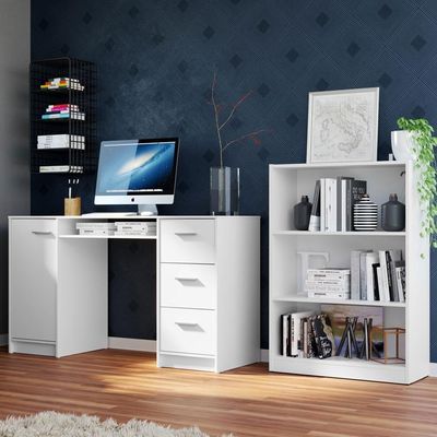 Escrivaninha com Estante Livreiro Branco Alaska Madesa