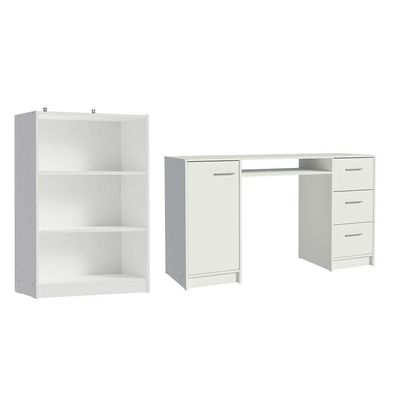 Escrivaninha com Estante Livreiro Branco Alaska Madesa
