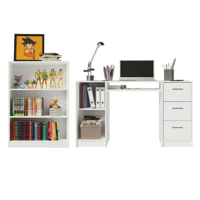 Escrivaninha com Estante Livreiro Branco Alaska Madesa