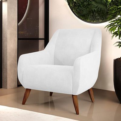 Poltrona Fixa Pés De Madeira Paloma D02 Corano Branco C-12