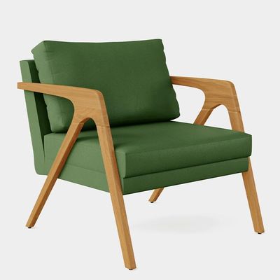 Kit 3 Poltronas Com Estrutura Madeira L02 Facto Verde Musgo