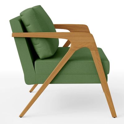 Kit 3 Poltronas Com Estrutura Madeira L02 Facto Verde Musgo