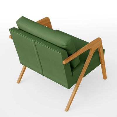 Kit 3 Poltronas Com Estrutura Madeira L02 Facto Verde Musgo