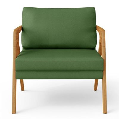 Kit 3 Poltronas Com Estrutura Madeira L02 Facto Verde Musgo
