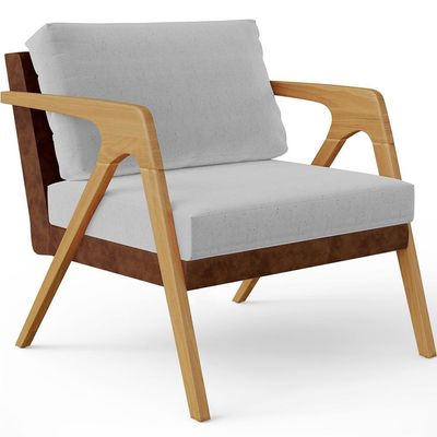 Kit 2 Poltronas Pietra L02 Couríssimo Marrom Linho Cinza