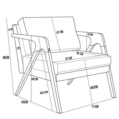 Kit 2 Poltronas Pietra L02 Couríssimo Marrom Linho Cinza