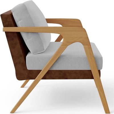 Kit 2 Poltronas Pietra L02 Couríssimo Marrom Linho Cinza