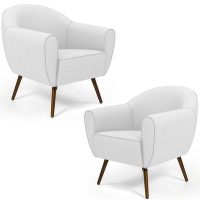 Kit 02 Poltronas Com Pés Palito Nina D02 Corano Branco C-12