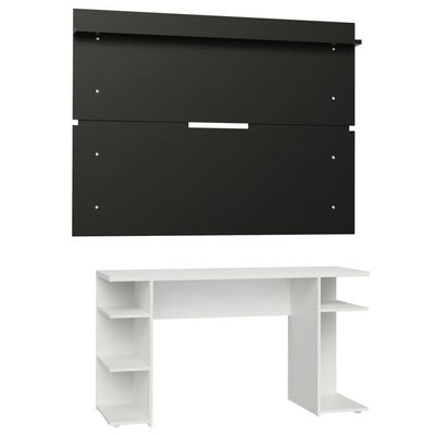 Mesa Gamer e Painel para TV até 65" Branco e Preto Madesa