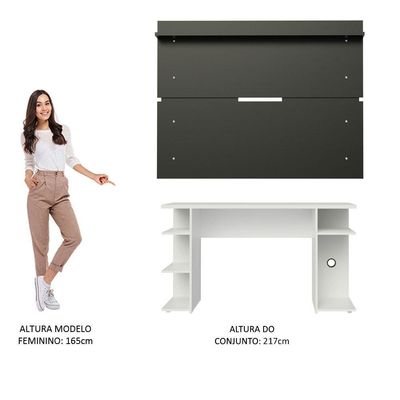 Mesa Gamer e Painel para TV até 65" Branco e Preto Madesa