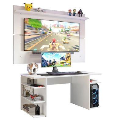 Mesa Gamer e Painel para TV até 65" Branco Madesa