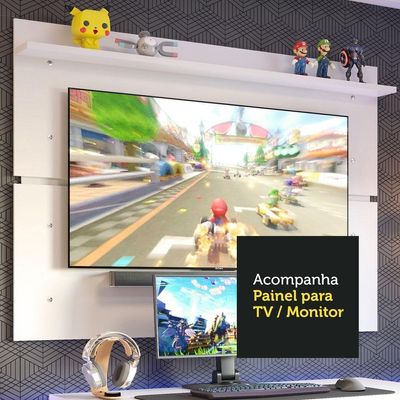 Mesa Gamer e Painel para TV até 65" Branco Madesa