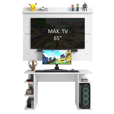 Mesa Gamer e Painel para TV até 65" Branco Madesa