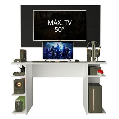 Mesa Para Computador Gamer e Painel Para Tv Até 50 Branco