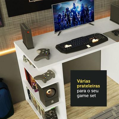 Mesa Para Computador Gamer e Painel Para Tv Até 50 Branco