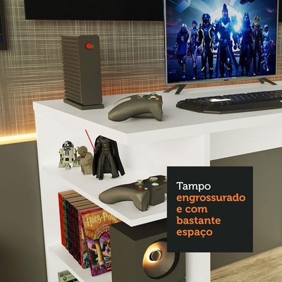 Mesa Para Computador Gamer e Painel Para Tv Até 50 Branco