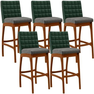Kit 05 Banquetas Altas B04 Verde Musgo Cinza Escuro