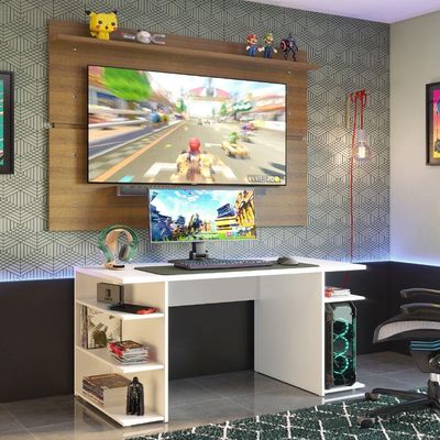 Mesa Gamer e Painel para TV até 65' Branco Madesa