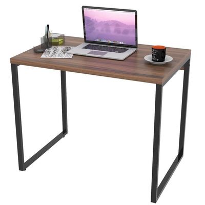 Kit Mesa Para Escritório Com Estante 90 Cm Nogal