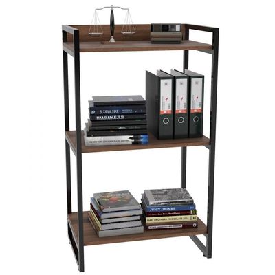 Kit Mesa Para Escritório Com Estante 90 Cm Nogal
