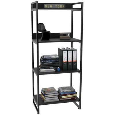 Kit Mesa Para Escritório Com Estante 150 Cm Preto Onix